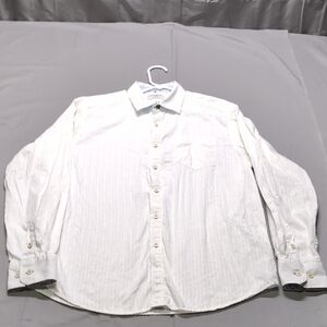 Tommy Bahama Jeans Mens White Casual Button Down‎ Shirt Stripe Vacation Size M